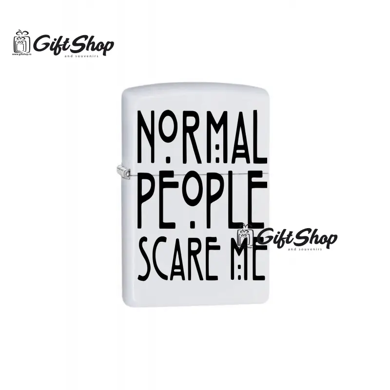 Normal people scare me, bricheta metalica gravata laser cu mesajv